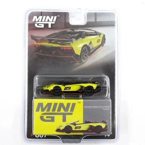 Eğitici Çocuk Mini GT 1/64 Lamborghini Aventador SVJ 63 Roadster Verde Shock - Blister Paket - Resim 2