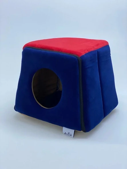 FERMUARLI ÜÇ FONKSİYONLU KEDİ KÖPEK YATAĞI ürün görseli 1