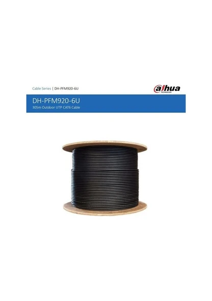 Dahua PFM920-6UN 305m UTP Siyah Dış Ortam Bakır Cat6 Kablo