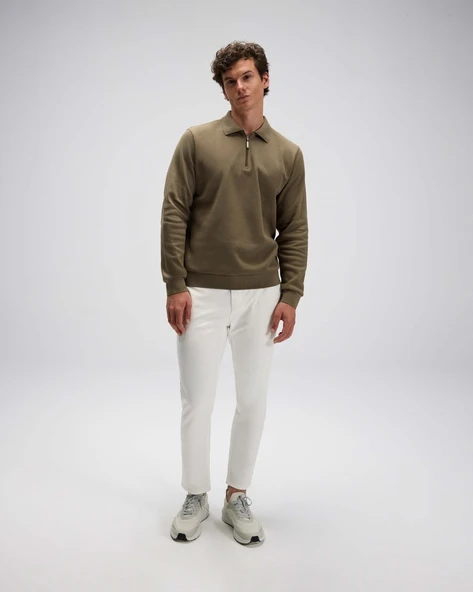 ELLESSE EM602-KH Erkek Haki Yarım Fermuarlı Polo Sweat - 3