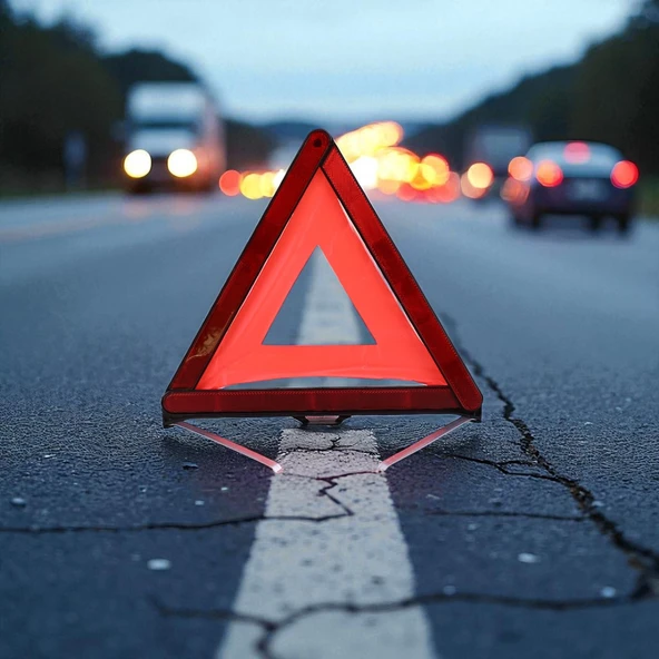 Üçgen Reflektörlü Araç Uyarı Levhası Katlanabilir Trafik Güvenlik Uyarı Levhası Acil Durum Yol Kenarı Ekipmanı - Resim 7