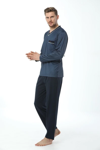 Kly 7105 Erkek V Yaka Pijama Takımı - 2