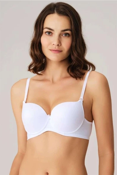 AmoraSecret AmoraSecret Balenli Desteksiz Dolgusuz Askıları Çıkabilen Günlük Klasik T-Shirt Sütyeni - 1