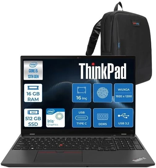 Lenovo Thinkpad T16 Gen 2 Intel Core I5 1335U 16GB Ddd5 512GB SSD 16" Wuxga IPS 300NITS Windows 11 Pro Masaüstü Bilgisayar 21HH002PTXP20 + Zettaçanta ürün görseli