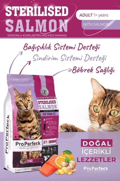 PREMİUM KISIRLAŞTIRILMIŞ SOMONLU PORTAKALLI KEDİ MAMASI 10 KG ürün görseli 1