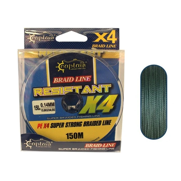 RESISTANT X4 BRAID LINE 150 MT GREEN 0,18 MM ürün görseli 1