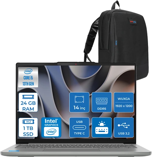 Lenovo Ideapad Slim 5 Intel I5 13420H 24GB Ddr5 1tb SSD Intel UHD Graphics 14" Wuxga OLED 400NITS Windows 11 Pro Taşınabilir Bilgisayar ID83HR0070TRH06 + Zettaçanta ürün görseli 1
