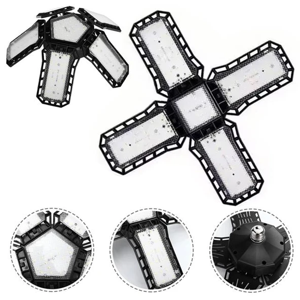 Ledx Ayarlanabilir Açılı 4 Kanatlı 108 Smd Ledli Galaxy Projektör Işığı 50W 5500 Lumen E27 32Cm Çap