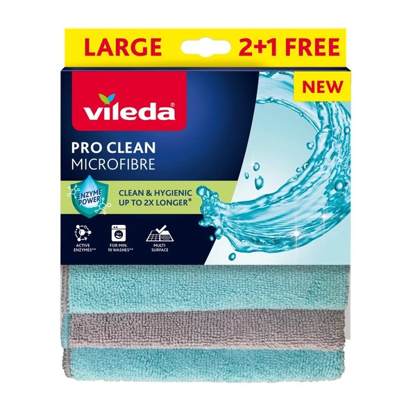 VİLEDA PRO CLEAN MICROFİBRE 2+1 FREE TEMİZLİK BEZİ - Resim 2
