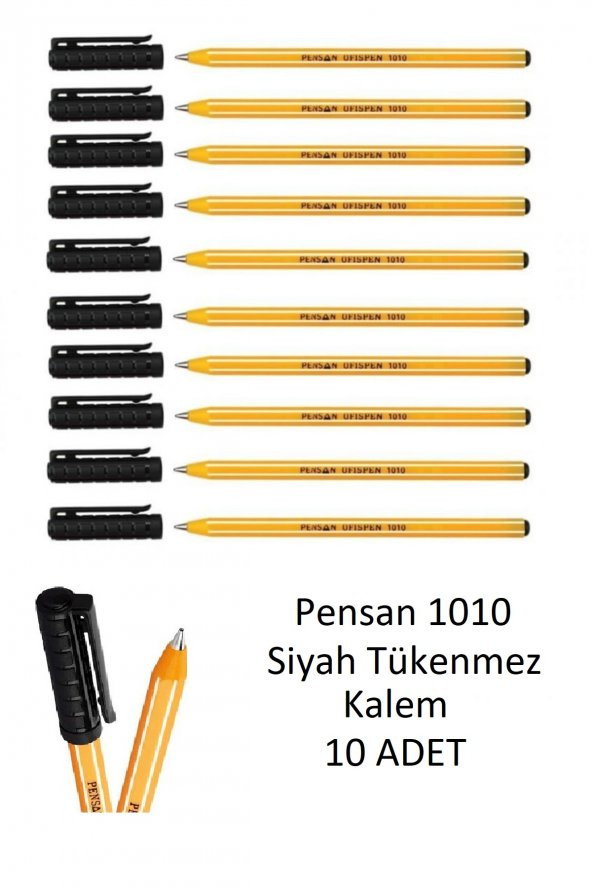 1010 Siyah Tükenmez Kalem Ofispen 10 adet