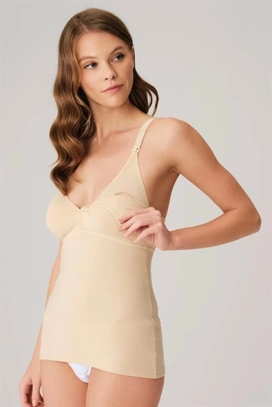 Modal Pamuklu Lohusa Önden Açılan Ten Emzirme Atleti - 3