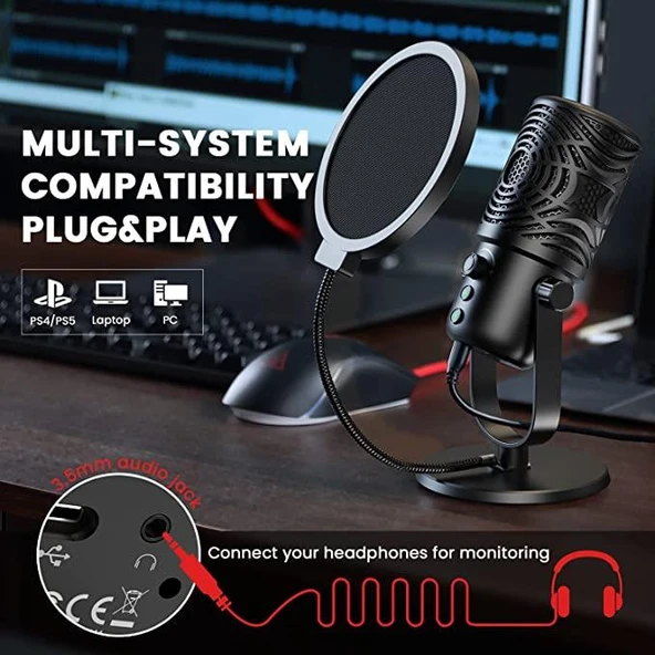 FM1 USB Kondenser Mikrofon - 3
