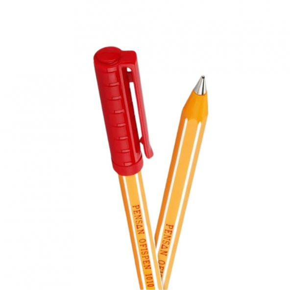 Kırmızı Tükenmez Kalem Ofispen 1010 Çizgili 60 Adet Pensan Büro Kalemi 60 Adet
