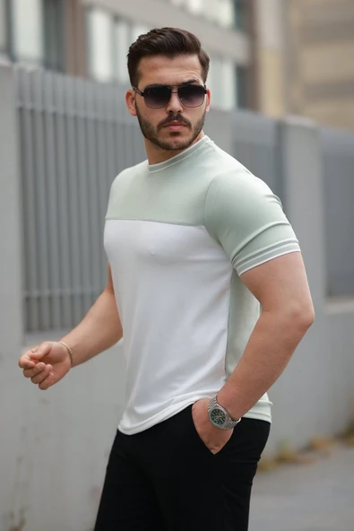 Erkek Parçalı Renk Kısa Kollu Tişört - Resim 2