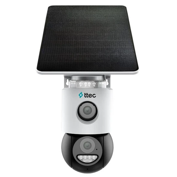 Ttec SLR-3320S-MH/SL-4G 3+3 MP Çift Kameralı Solar Panelli Sesli Gece Renkli Sim Kart Destekli 4G PTZ IP Kamera