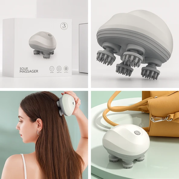 FG03 Kafa Masajı Elektrikli Silikon Kafa Derisi Masaj Aleti - 4