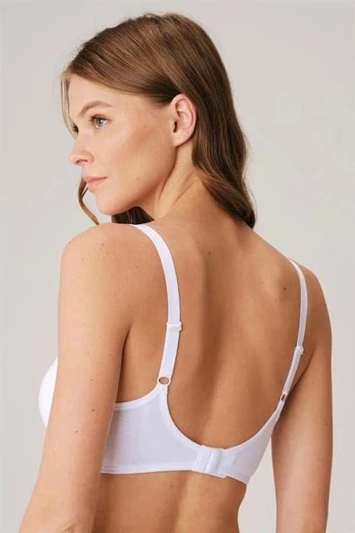 Pamuklu Balensiz Lohusa Önden Açılan Beyaz Emzirme Sütyeni - Resim 2