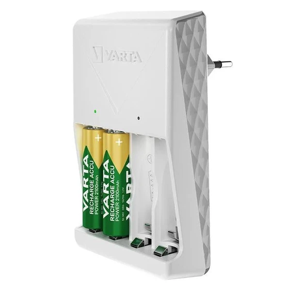 Varta Plug AA/AAA Kalem Pil Şarj Cihazı Aleti - 4 Adet 2100Mah AA HR6 NI-MH Şarj Edilebilir Pil Hediyeli - Resim 3