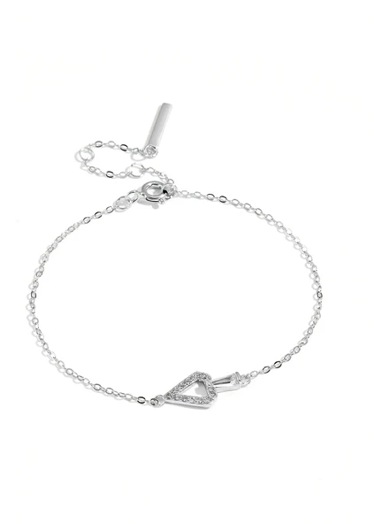 Minimalist Üçgen Baget Detaylı 925 Ayar Kadın Gümüş Bileklik - Resim 2