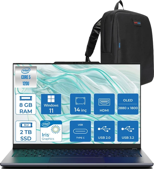 Medion Signium 14 S1 Intel Core 5 120U 8gb 2tb SSD 14" 400NIT OLED 2.8K(2880X1800) Windows 11 Pro Taşınabilir Bilgisayar MD600002P04 + Zetta Çanta ürün görseli 1