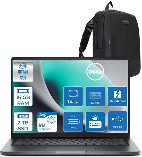 Dell Pro 14 Intel Core 5 120U 16GB Ddr5 2tb SSD Intel Graphics 14" Fhd+ IPS 300NITS Windows 11 Home Taşınabilir Bilgisayar PC14250C516520H03 + Zettaçanta ürün görseli 1