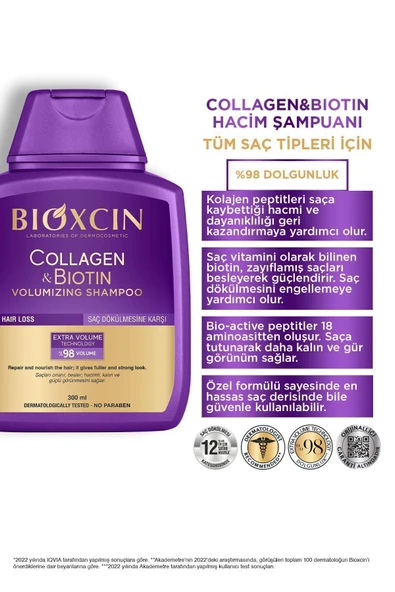 Bioxcin Collagen & Biotin Ekstra Hacim & Dolgunlaştırıcı Şampuan 300 Ml - 2 Li Avantaj Seti ürün görseli