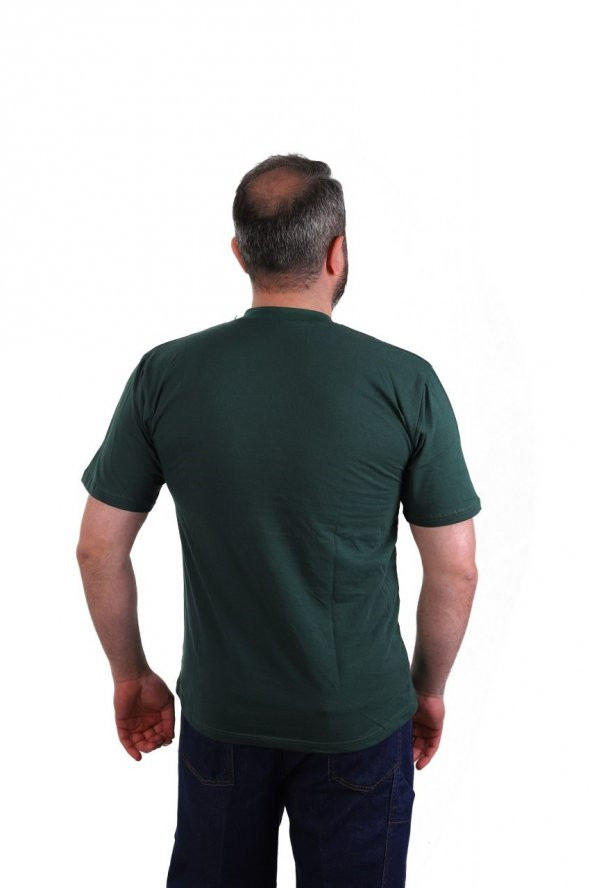 ESER - V Yaka Kısa Kol Penye İş Tişörtü - Cepli - Koyu Yeşil - Resim 2
