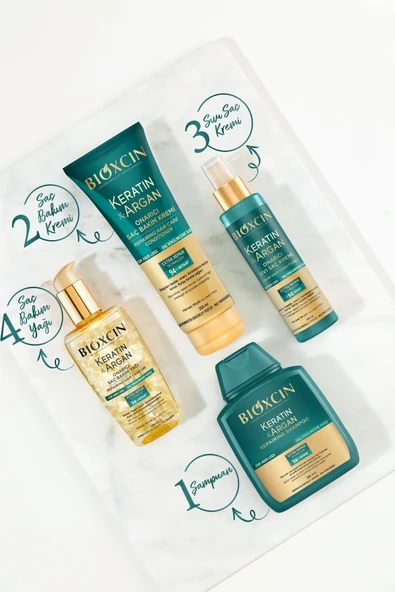 Bioxcin Keratin & Argan Onarıcı Şampuan 300 Ml - Yıpranmış Ve Hasar Görmüş Saçlar 2 Li Avantaj Set - Resim 4