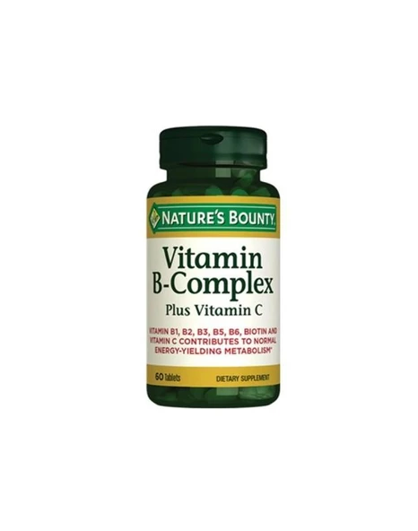 Natures Bounty Vitamin B Complex Plus Vitamin C 60 Tablet ürün görseli