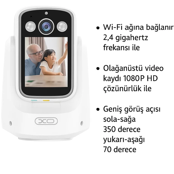 HD Akıllı Kamera Wi-Fi Destekli, Görüntülü Konuşma Destekli , Gece Görüşü, İnsan Takibi CR08 - 2