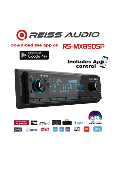 Reiss Audio Rs-mx85dsp dsp işlemcili 3amfi 4v Rca Çıkışlı Profesyonel Oto Teyp rgb Bluetooth-Usb - 1