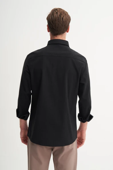 Cazador Regular Fit Erkek Uzun Kollu Gömlek Siyah 23085 - Resim 3