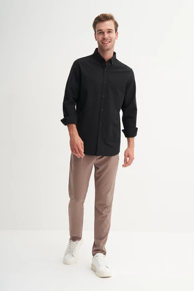 Cazador Regular Fit Erkek Uzun Kollu Gömlek Siyah 23085 ürün görseli