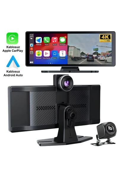 Navigold Yeni model Kablosuz Carplay Android Auto tak çalıştır 10.2 İnç Çift Kameralı kayıt yapar Multimedya