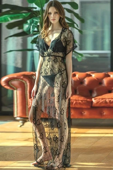 AmoraSecret AmoraSecret Dantelli Gecelik Balenli Destekli Dolgulu Önden Açılan Sütyen ve String 3'lü Takım - 2