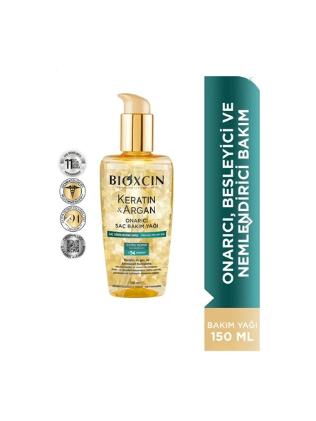 Bioxcin Keratin & Argan Onarıcı Saç Bakım Yağı 150 Ml - Yıpranmış Ve Hasar Görmüş Saçlar ürün görseli