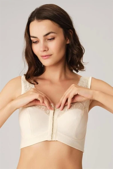 AmoraSecret AmoraSecret Balensiz Desteksiz Dolgusuz Geniş Askılı Toparlayıcı Önden Açılan Sırt Destekli Küçültücü Sütyen - 3