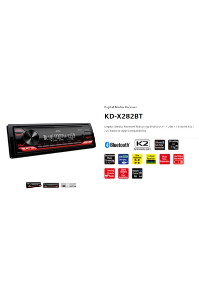 JVC KD-X482BT OTO TEYP BLUETOOTH 3 AMFİ RENK DEĞİŞTİREN K2 TEKNOLEJİ 13 BAND EQUALİZER - 8