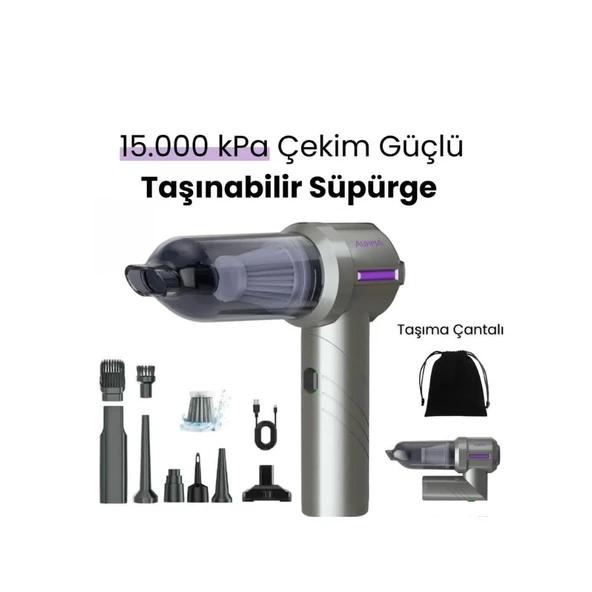 16000PA Katlanabilir Ev Ofis Araba Süpürgesi 3 Modlu Çanta Hediyeli - 3