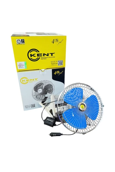 KENT 24 volt Oto Vantiltatör 10inch 25cm Mandallı 24v Çakmaklık Girişli Vantilatör