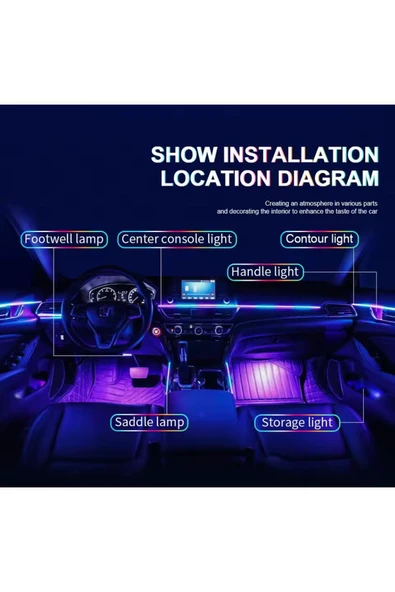 newfron Audio newfron nf-led64 araç içi 64renk ambiyans aydınlatma telefondan kontrol kayarlı led - 3