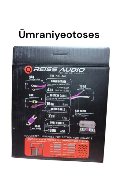 Reiss PROFOSYONEL  4  GA  AMFİ  KABLO  SETİ  PARAZİT YAPMAZ 2025  ÜRÜNÜ - 2