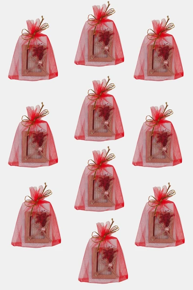 2'li Gelin Nedime Hediyelik Sabun Kese Kırmızı Tül Konseptli Misafir Hamam Seti 5 Adet Set - 2