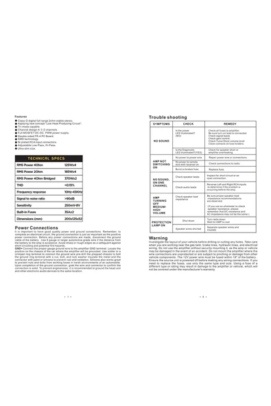 Soundmax SX-LM4125.4D 4 KANAL CLASS D AMFİ 4 OHM 4X125 WATT RMS POWER SİYAH RENK - 7