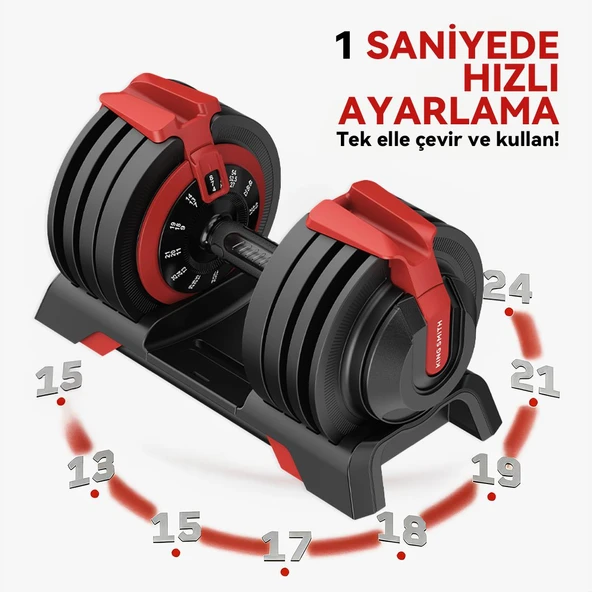 KingSmith Mekanik Ayarlı 24KG Dambıl, Kettlebell, Halter Seti (3ü1 Arada) - 5