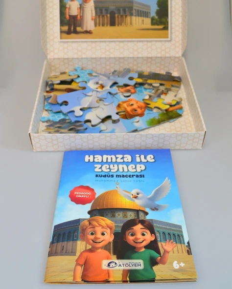 Mescid-i Aksa 54 Parça Çocuk Puzzle – Hikâye Kitabı ve Boyama Kitabı Hediyeli, Özel Kutulu - 3