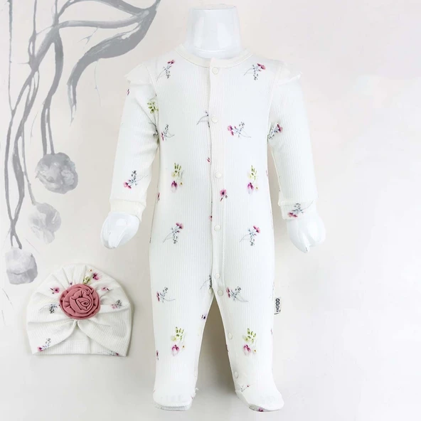 Sebi Bebe Güllü Şapkalı Bebek Tulumu 1108 - 1