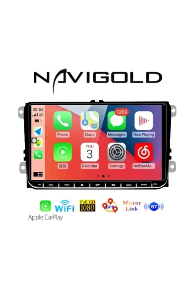 Navigold Vw 9'' inch 4/64gb Volkswagen-Seat-Skoda andriod car playli oto multimedya kamera hediye - 3