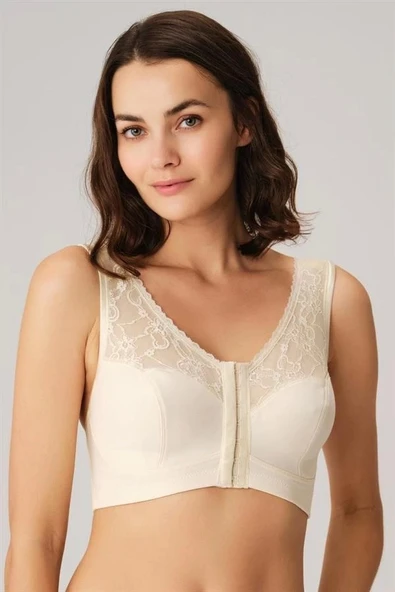 AmoraSecret AmoraSecret Balensiz Desteksiz Dolgusuz Geniş Askılı Toparlayıcı Önden Açılan Sırt Destekli Küçültücü Sütyen - 1