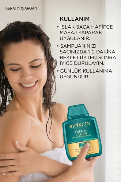 Bioxcin Keratin & Argan Onarıcı Bakım Şampuan 300 ml 3 Al 2 Öde - Yıpranmış Ve Hassas Saçlar - Resim 5